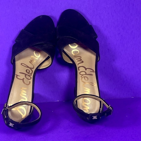 Sam Edelman Black Suede‎ Yancy Block Heel Ankle Strap Sandal Shoe Size 11-NEW - Picture 5 of 8